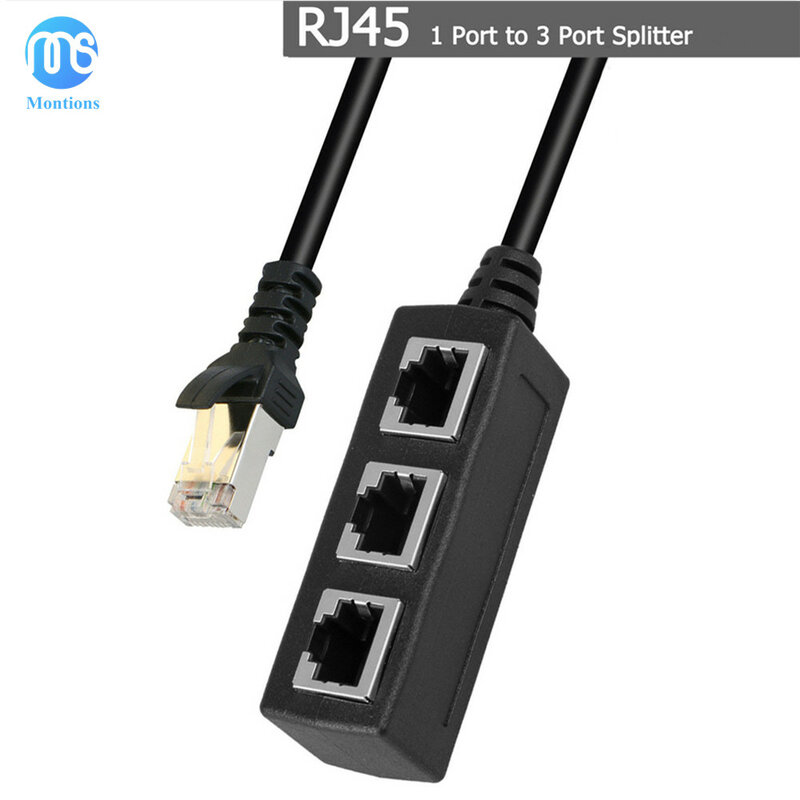 RJ45 Ethernet Splitter 1สายเคเบิล3หญิง LAN Ethernet Splitter สำหรับ Cat5 Cat6 LAN Ethernet ขั้วต่อหลอดไฟ LED อะแดปเตอร์
