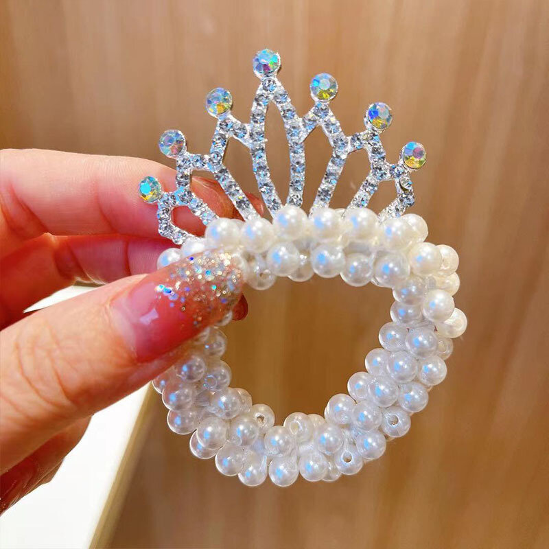 1 pz New Fashion Pearl Crown Princess Cute Kids fasce elastiche per capelli fascette per capelli per bambini accessori per capelli per ragazze copricapo per bambini