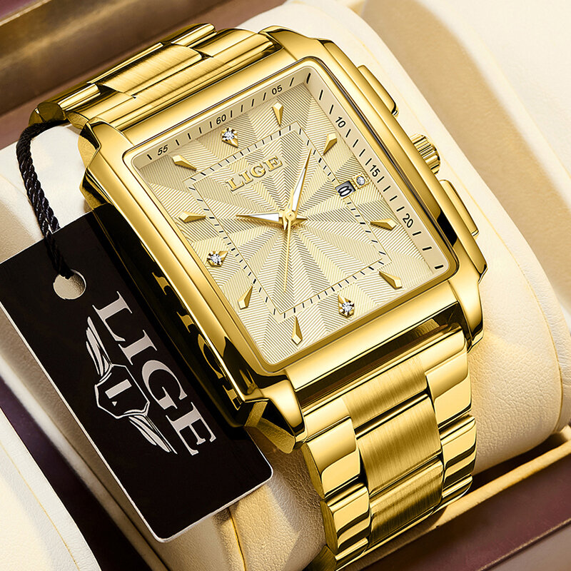 LIGE-reloj analógico de acero inoxidable para hombre, accesorio de pulsera de cuarzo resistente al agua con cronógrafo luminoso, complemento masculino de marca de lujo con diseño moderno
