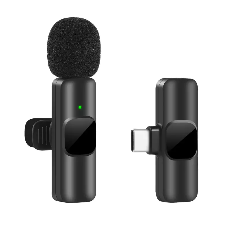 Mikrofon Lavalier nirkabel portabel, Mic Mini rekaman Video Audio portabel untuk iPhone Android siaran langsung game ponsel