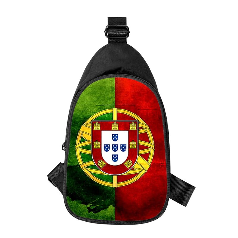 Homens e Mulheres Bandeira de Portugal Impressão 3D Cruz Bolsa Peito, Bolsa de Ombro, Marido, Escola, Bolsa de Cintura, Bolsa Peito Masculino, Novo, Diagonal