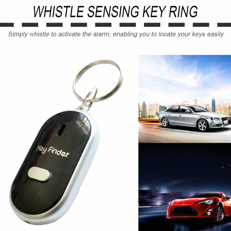 LED Whistle Key Finder Flashing Beeping Sound Control Alarm Anti-Lost Key Locator Finder Tracker with Key Ring Smart Locator