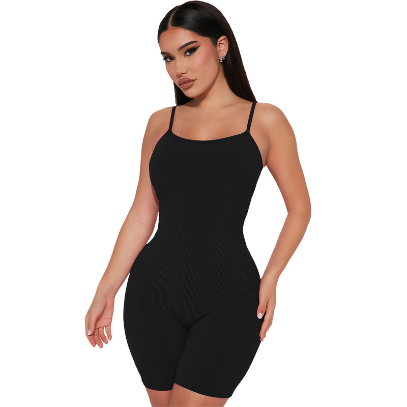 Szkzk Sexy Camis Vest Bodycon Jumpsuit For Women Night Club Rompers Party Evening Clubwear Tight Backless Shorts Jumpsuits