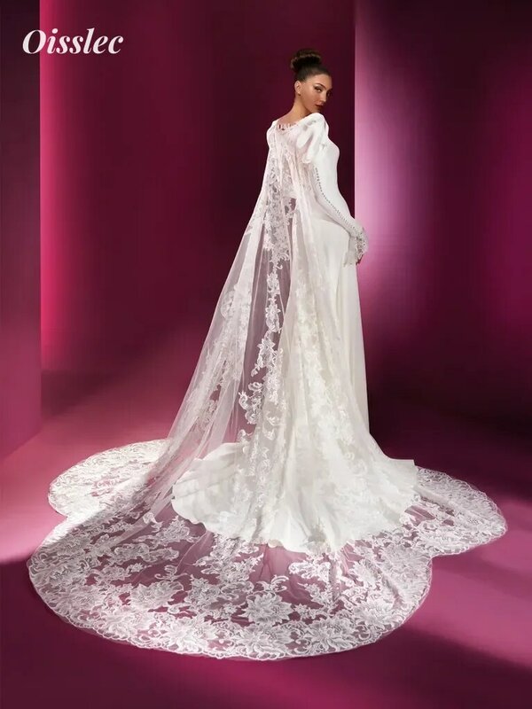 Oisslec suknia ślubna z kwadratowym dekoltem suknia druhna pokryta guzikiem sukienka na studniówkę koronkowy haft suknia wieczorowa tiul dostosowana
