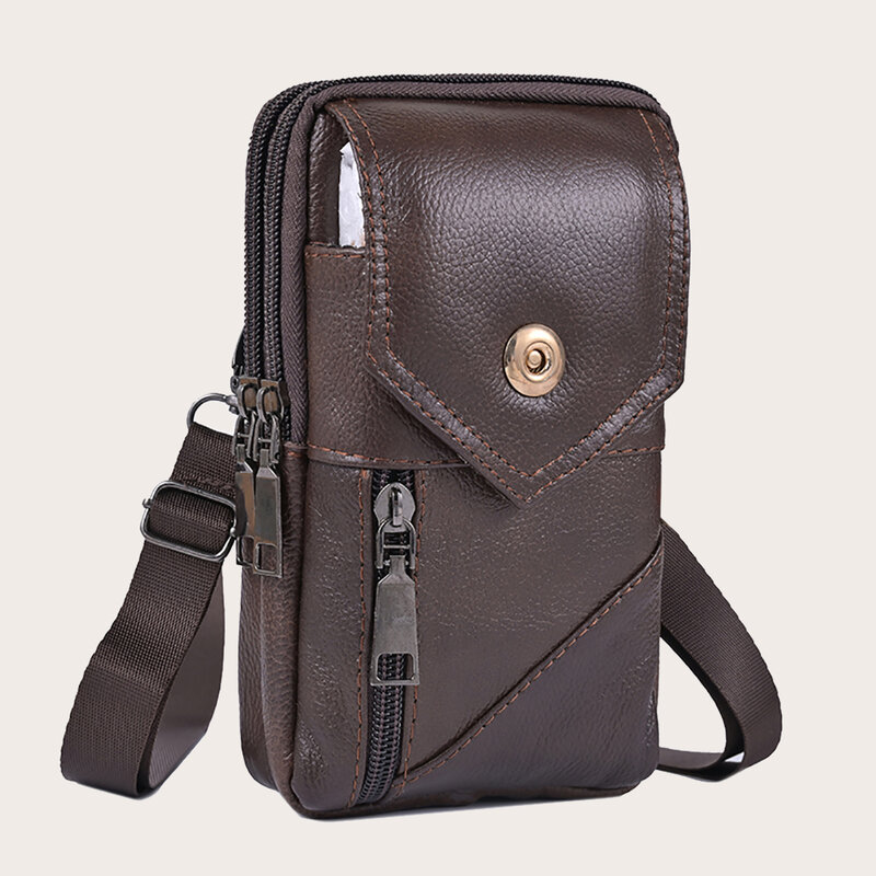 Кожаный поясной кошелек для мужчин, маленький нагрудной мешок на плечо для телефона, Мужская Повседневная деловая сумка-мессенджер через плечо для путешествий