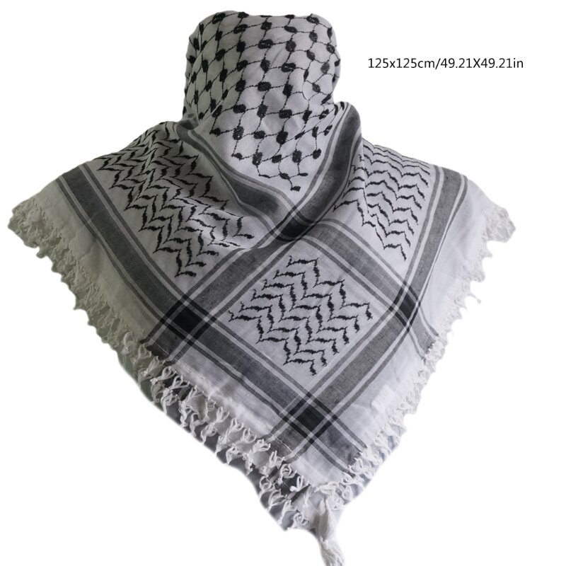 Religious Adult Keffiyeh Headscarf Turban Lattice Pattern Arab Scarf Outdoor Headscarf for Male Cycling Hair Accessory