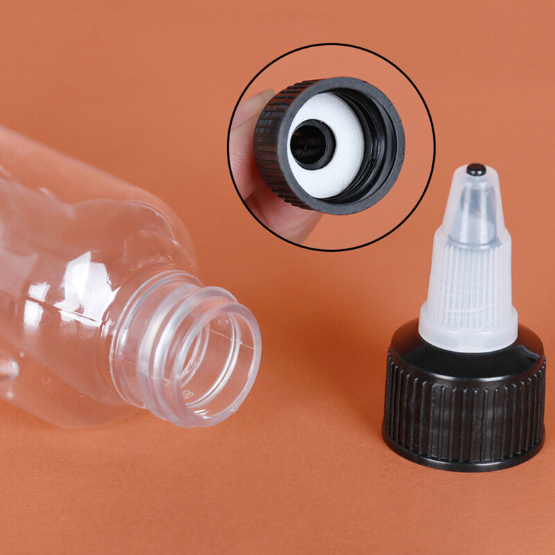 Botellas dispensadoras de plástico para el hogar, botellas de líquido redondas pequeñas con tapa superior giratoria, transparentes, 10ml, 30ml, 60ml, 100ml