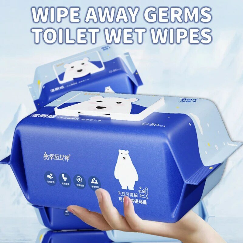 Toalhetes de papel higiénico húmido para adultos, Toalhetes molhados, Limpeza Privada, Tecido Anti-séptico, Toalhetes higiénicos, 1 Pack, 80Pcs