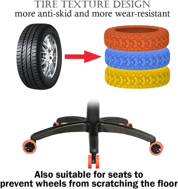 Pelindung roda silikon tekstur tebal 1/8 buah, pelindung roda untuk bagasi mengurangi kebisingan, perjalanan, aksesori bagasi