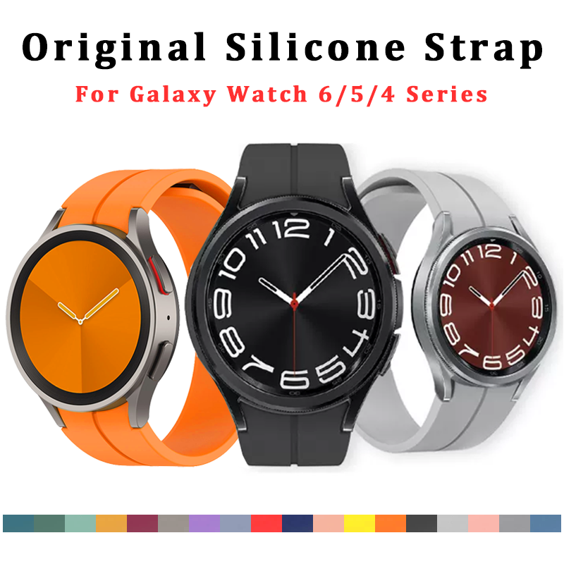 Pulseira de Silicone Original para Relógio Samsung, Banda Clássica, Fivela Magnética, Galaxy Watch 4, 5, 6, 4, 5, 6, 40mm, 44mm, 45mm, 42mm, 43 milímetros, 46 milímetros, 47 milímetros