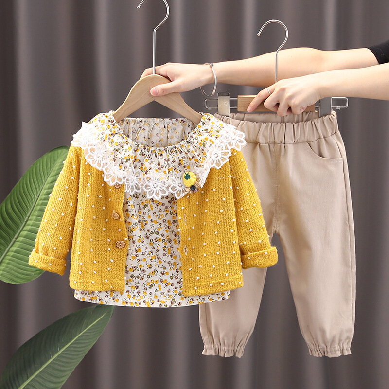 Pakaian Natal Kasual Baju Bayi 2022 Musim Gugur Baru Bayi Perempuan Baju Kotak-kotak Bottoming Baju Terusan Setelan untuk Set Pakaian Anak-anak 1-4Y