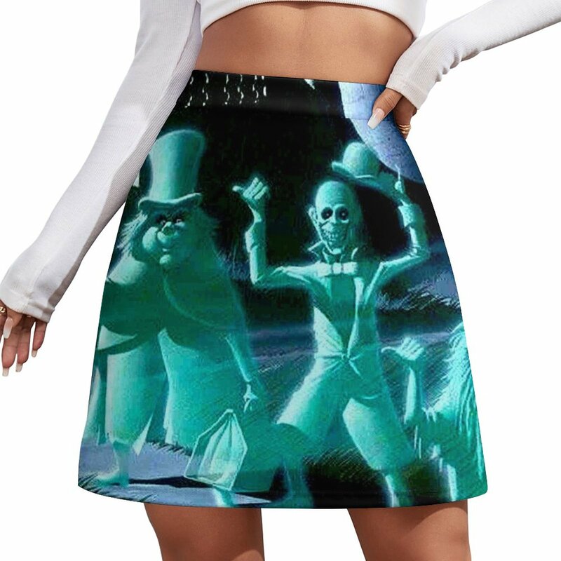 HAUNTED MANSION : Vintage Ghosts Advertising Print Mini Skirt Evening dresses Short women′s skirts