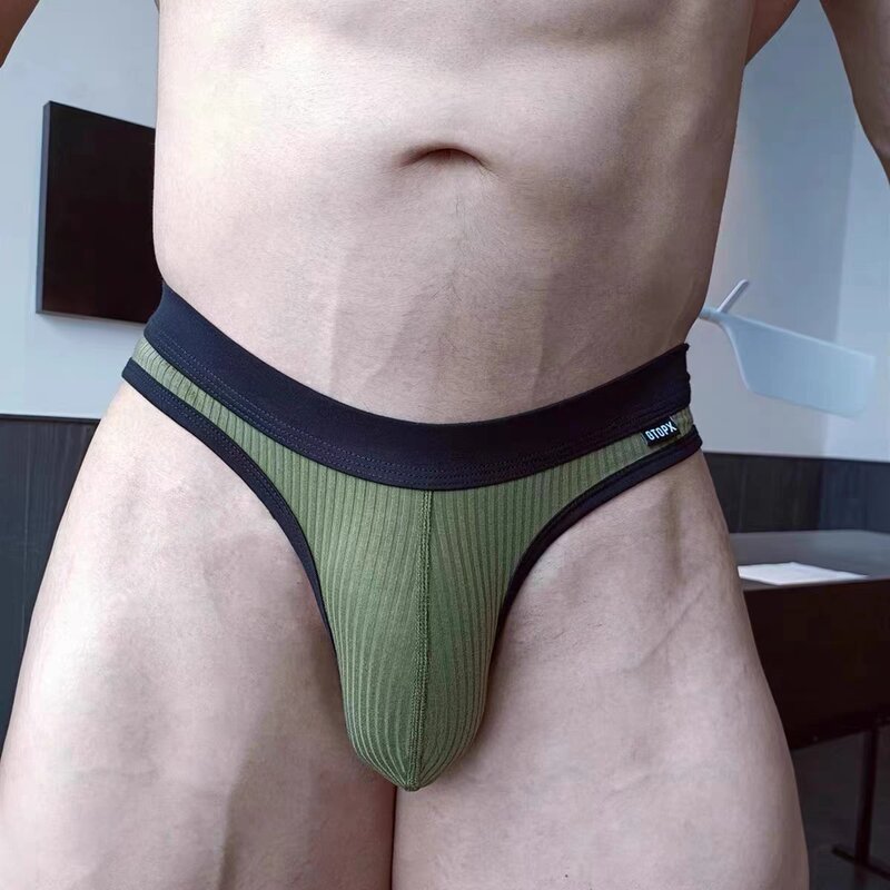 Mens Sexy Underwear Gay Sexy Briefs Transparent Man Underwear Slip Breathable Silky Quick-Drying U-convex Pouch Underpants Thong