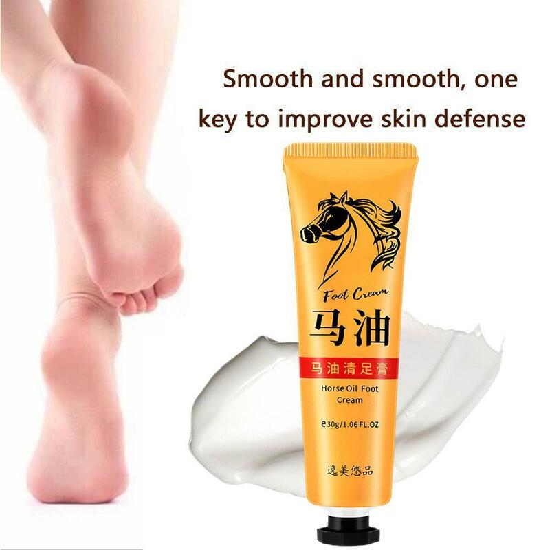 Crema antigrietas para pies, aceite de caballo para reparación de talón agrietado, eliminación de callos antisecado, piel suave, cuidado de manos, E2N6, 30g