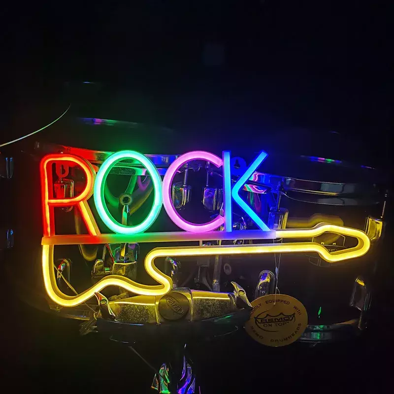 Rockmuziek Neon Borden Gitaar Neon Borden Muur Decor Usb Led Art Borden Voor Slaapkamer Muziekfeest Rock Studio Bar Disco Party Neon