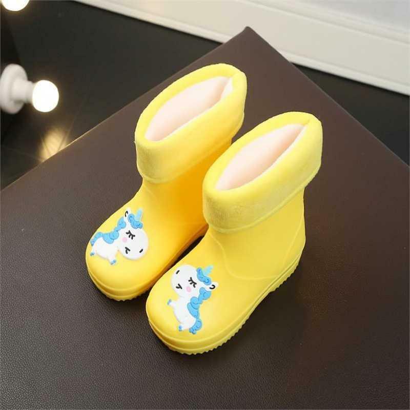 Kids Rain Boots Boys Waterproof Children Water Shoes Girls Rubber Boots Cartoon Rabbit/Unicorn Four Seasons Removable Non-slip