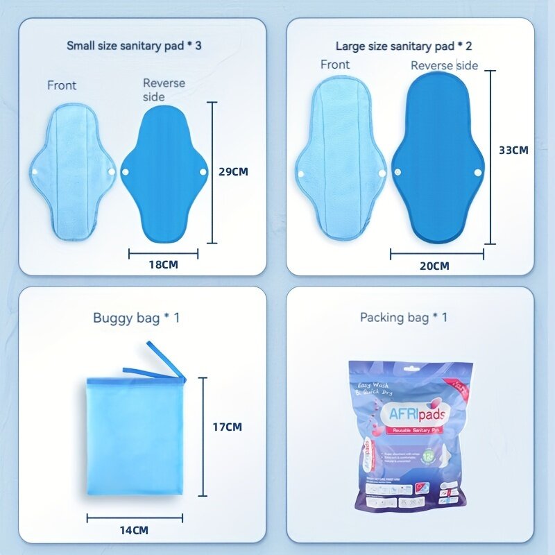 BIAI 5PCS Female Menstrual Pad Waterproof Sanitary Napkin Reusable Washable Nursing Pad Water Absorption Sanitary Towel for Lady