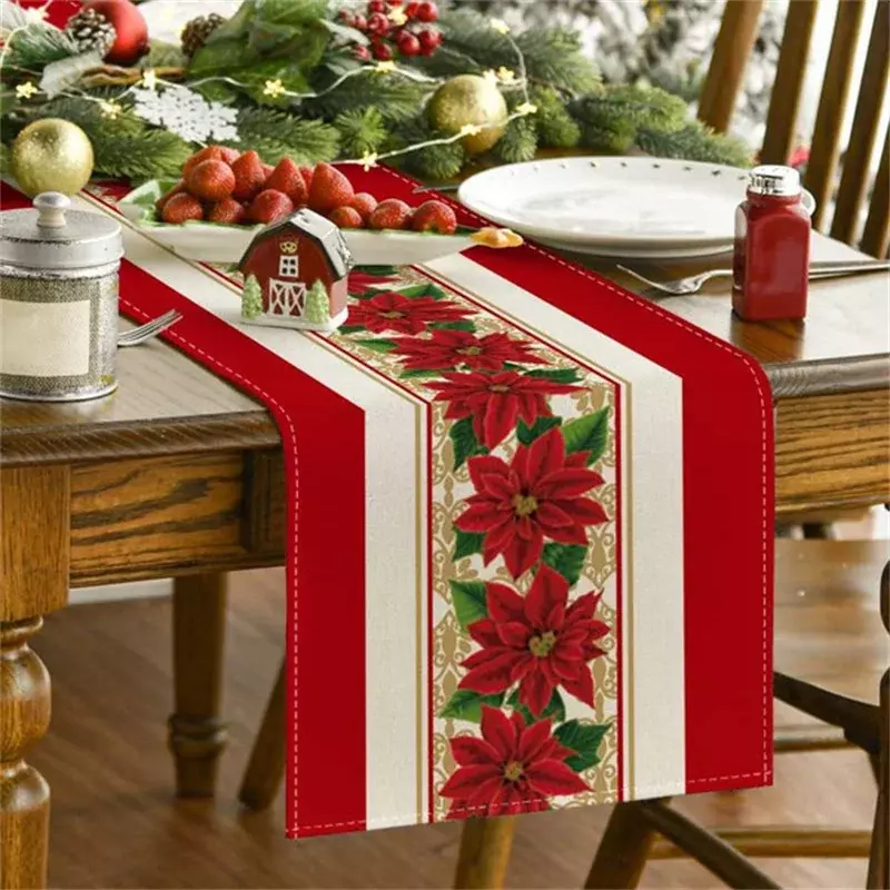 Manusia salju karangan bunga poliester manusia salju Natal taplak meja Selamat Natal penutup meja untuk meja pesta Natal dekorasi Navidad