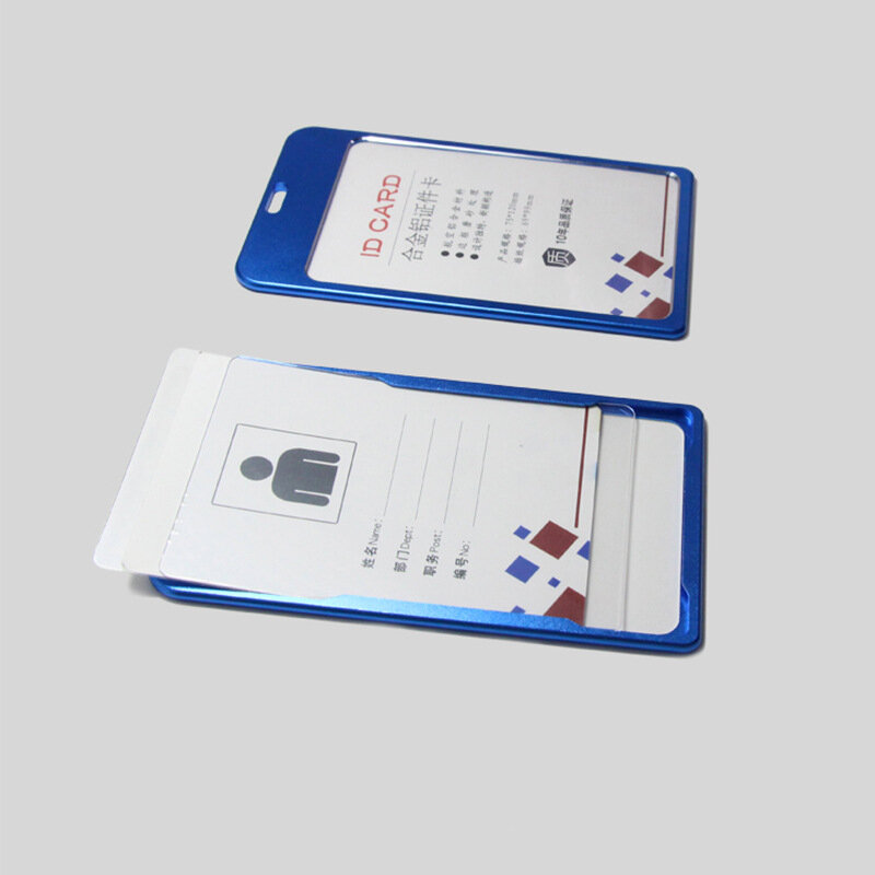 Metalowy portfel na karty ze smyczą do karty Pass poświadczeń pokrywa drzwi na odznaki klipy akcesoria biurowe