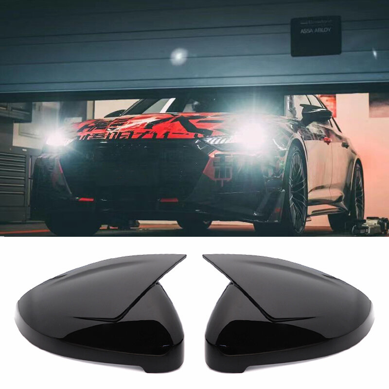 ABT-Style Mirror Cover For Audi A4 A5 S4 S5 B9 Car Rear View Mirror Cover Side Wing Protection Frame Cover Trim Bright Black