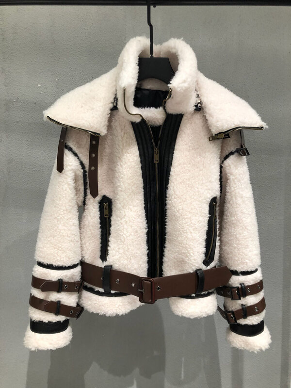 Casaco de lã com bolso com zíper, design casual, nova moda, inverno, 2024, 1127