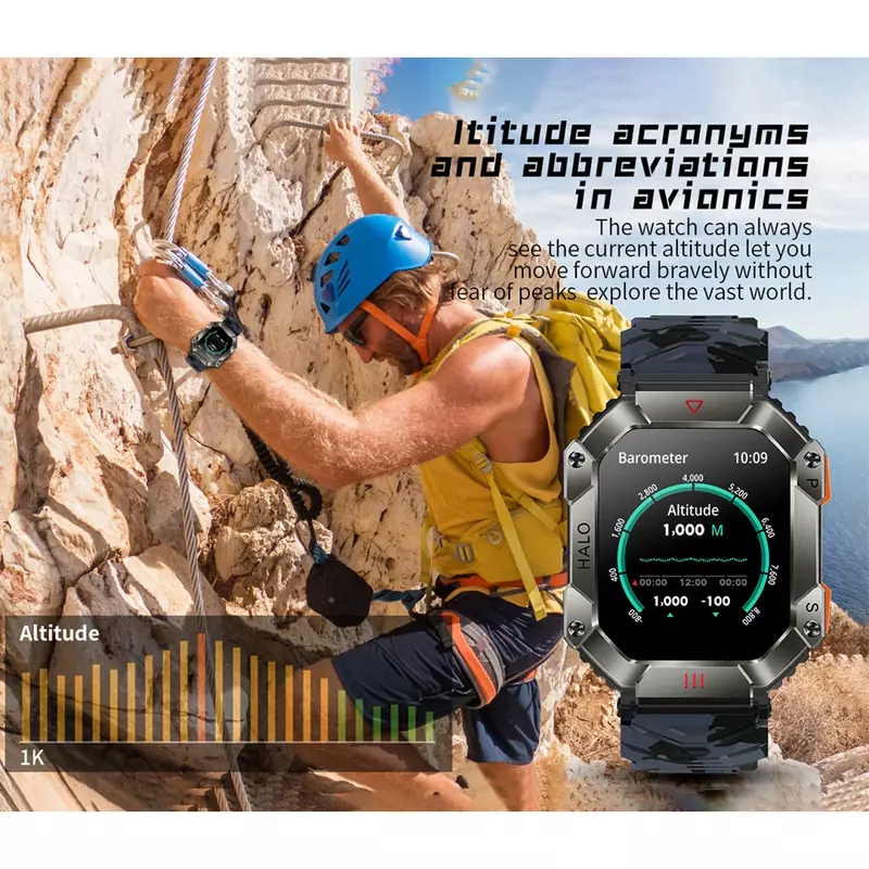 Inteligentny zegarek dla mężczyzn dla Android IOS zegarki Fitness Ip68 wodoodporny wojskowy zdrowy Monitor AI głos Bluetooth Smartwatch z funkcją dzwonienia 2024