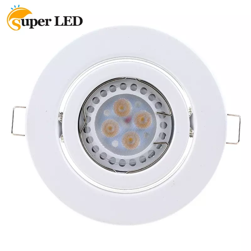 Branco redondo embutido LED teto luz frame, luminária bulbo, suporte downlight, spot light montagem para habitação, GU10