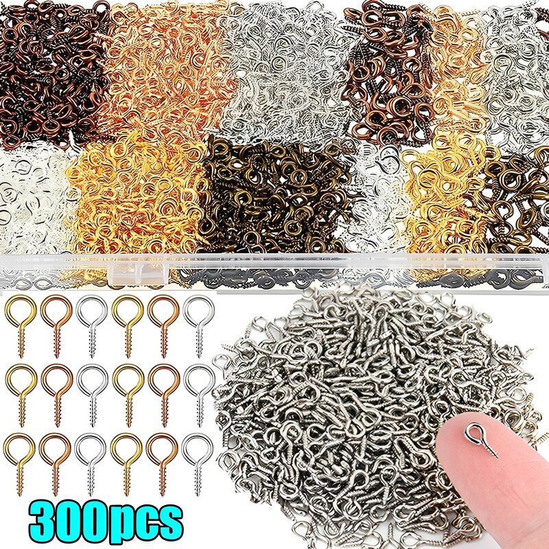 100/300pcs Small Tiny Mini Eye Pins Eyepins Hooks Eyelets Screw Threaded Gold Silver Clasps Hooks Jewelry Finding For Making DIY
