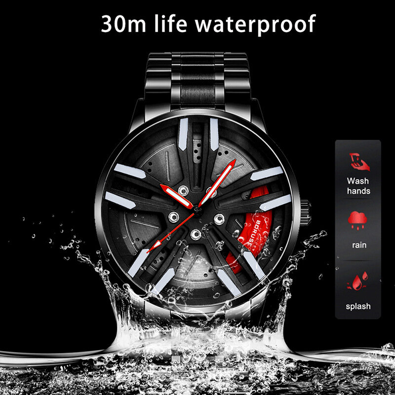 Reloj para hombre, reloj de cuarzo totalmente automático, no mecánico, luminoso, a la moda, resistente al agua