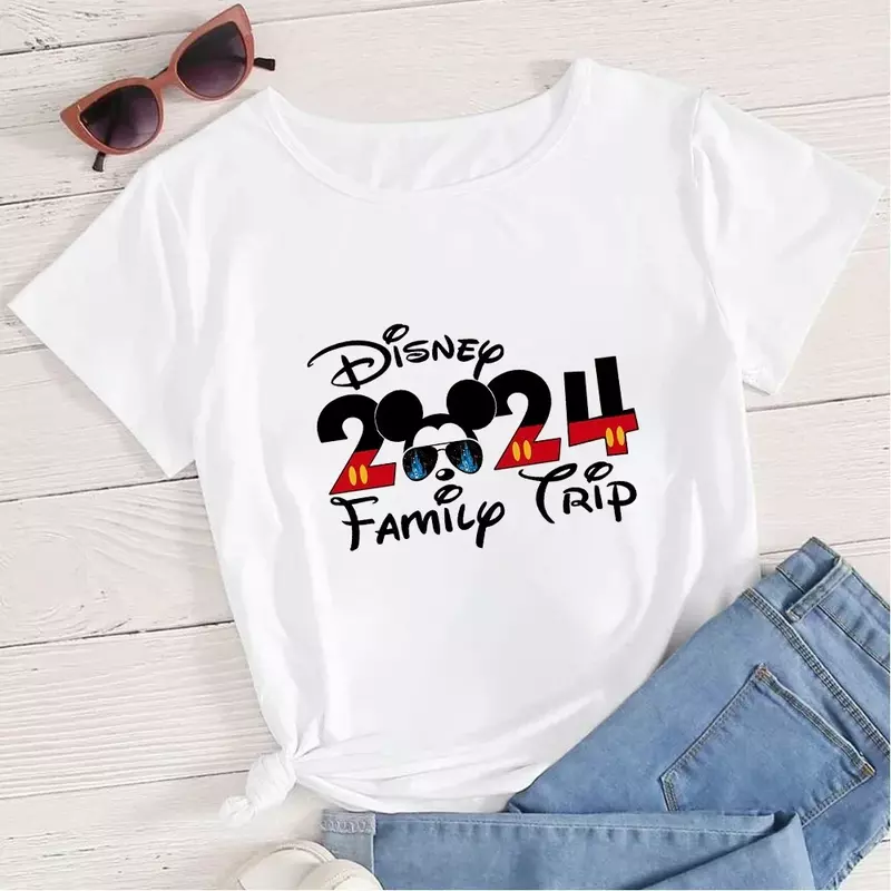 Minnie T-Shirt 2024 Familie Uitstapkleding Voor Moeder T-Shirt Met Korte Mouwen Zomer Nieuwe Harajuku Mode Vrouwen Kleding Tops