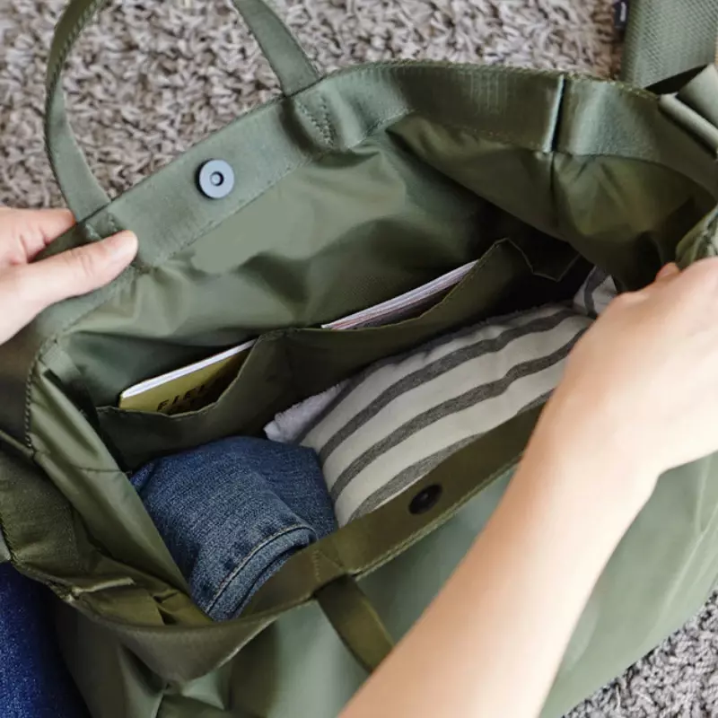 Tas Organizer perjalanan luar ruangan tas bagasi nilon tahan air tas bahu penyimpanan pakaian portabel