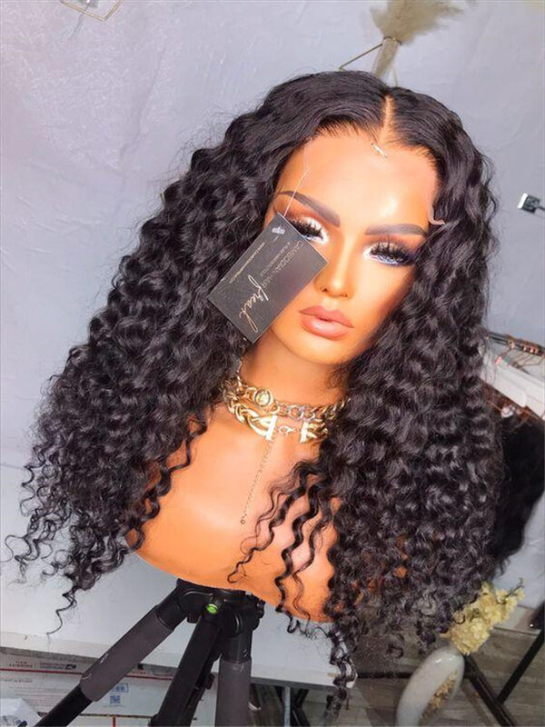 BabyHair 180Density 26 Inch Glueless Black Kinky Curly Lace Front Wig For Black Women Preplucked Heat Resistant Daily