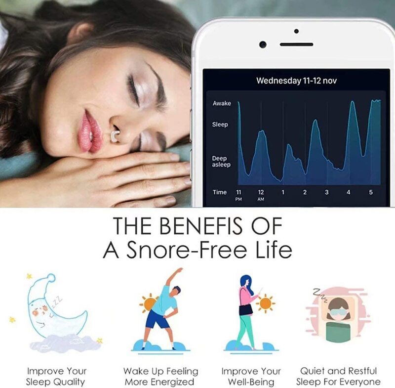 Anti Snore Stop Snurken Nose Clip Siliconen Magnetische Slaap Lade Slapen Aid Apneu Guard Night Apparaat Met Case Snurken Oplossing