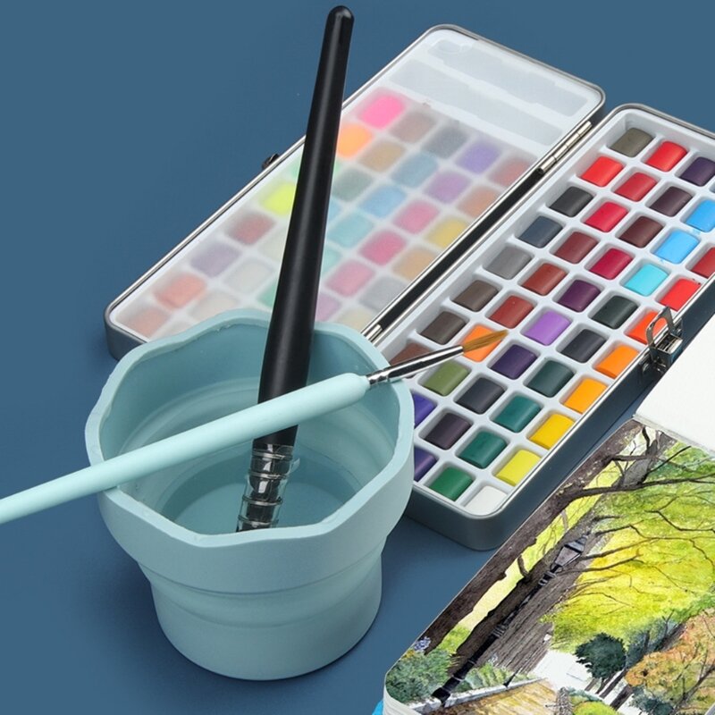 Cubo lavado pinceles pintura, Mini cubo plegable silicona acrílica para pintura óleo, cubo para pintura óleo