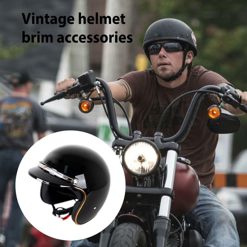 Topi motor Visor/perisai, helm Visor dengan desain tiga klip, mudah dipasang, gaya Vintage, Aksesoris helm untuk Motocross