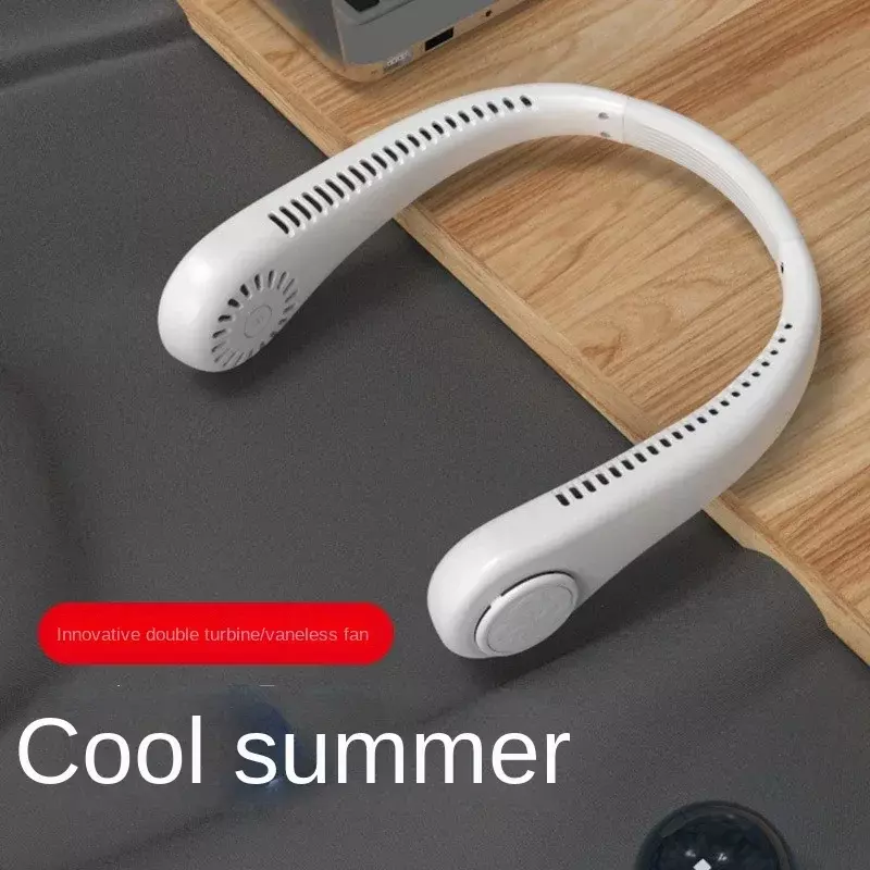 New Leaf Less Neck Hanging Small Fan USB Charging Outdoor Portable Portable Sports Neck Hanging Fan Essential for Lazy People