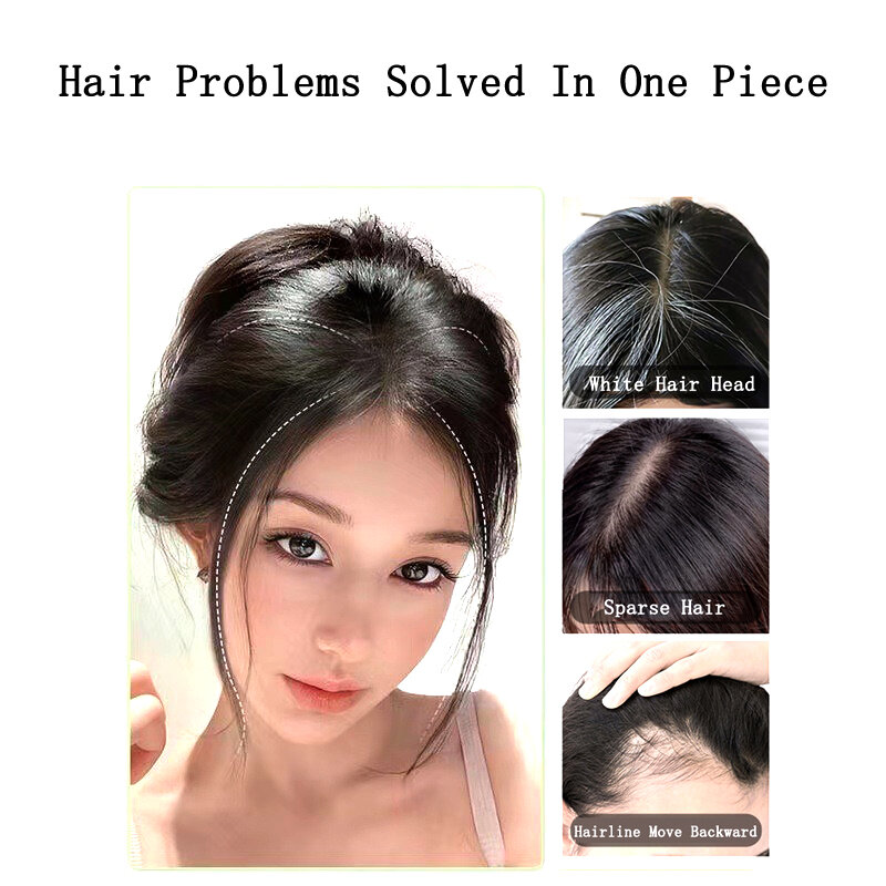 Peças de cabelo Topper com clipes para mulheres, bangs 3D, cor natural, aumentar o volume, sem costura, peças de cabelo invisíveis