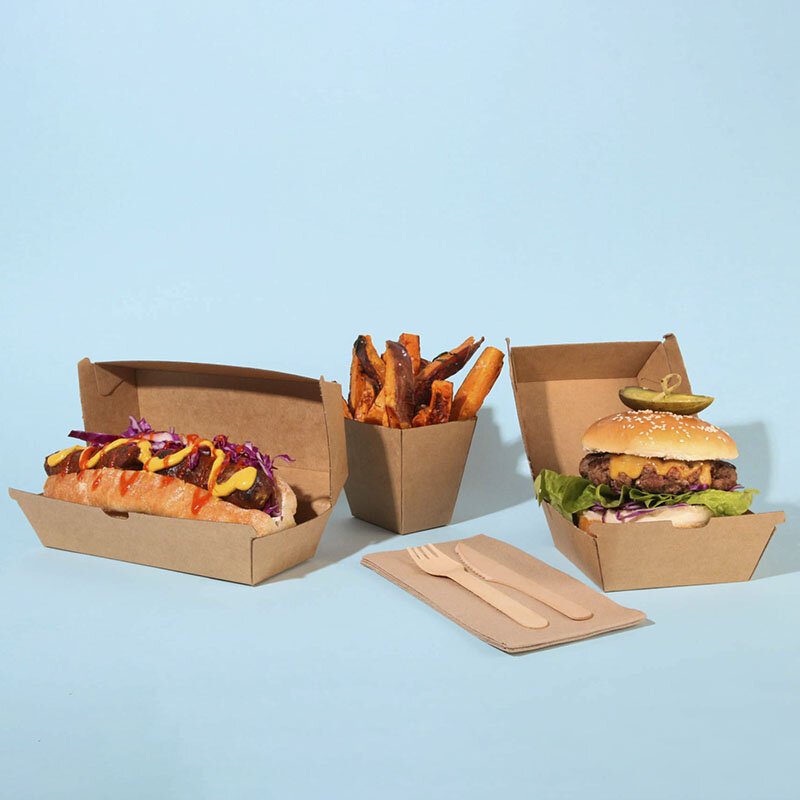 Spersonalizowany produkt hurtowy spersonalizowany pudełko na hamburgera spożywczy składany pojemnik Do pakowania na Lunch Do francuskiego smażony kurczak gorącego
