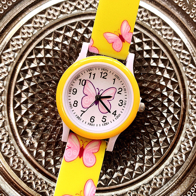 어린이용 나비 인쇄 실리카 젤 시계, 남아 및 여아용 귀여운 만화 쿼츠 시계, 2023 신제품, 도매