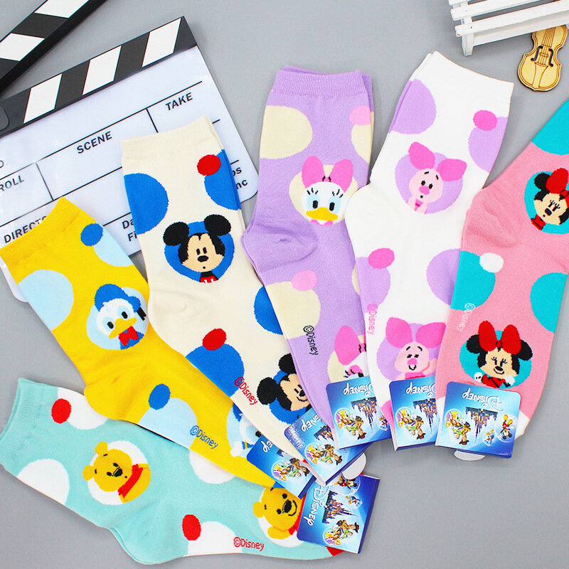 Disney Cartoon Mickey Minnie Daisy Duck Printing Stockings Women's Autumn and Winter New Cute Cartoon Medium Socks