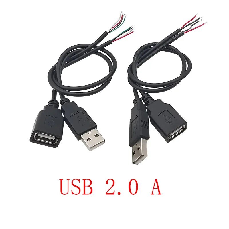 USB Power Supply Cable 2/4 Pin Micro USB/USB 2.0 A/Type C Male Female Plug Wire Connector DIY Data Charging Extension Cable 30CM