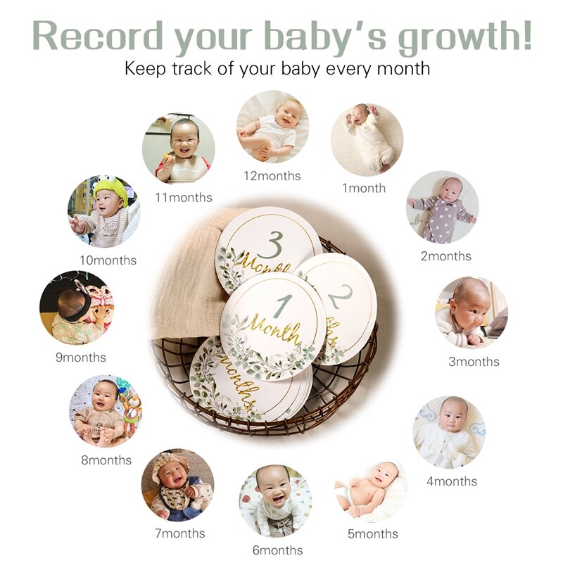 Baby Monthly Memorial Milestone Cards Paper French Spanish Milestone Cards Baby Birthday Party Decoration Photography Props