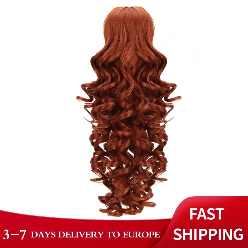 Free Beauty-extensiones de cabello para mujer, coletas largas onduladas sintéticas, color marrón, negro, rojo vino, degradado, 18 ", resistentes al calor