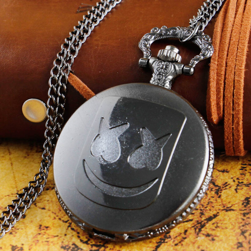 Creative Devil Quartz Pocket Watch Necklace Pendant Pocket Watch for Men Women Retro Chain Clock Ghost Souvenir Gifts Reloj