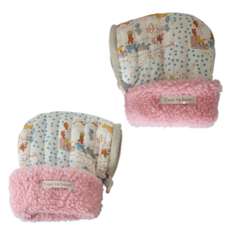 Handlebar Muffs Cartoon Printed Infant Thicked Warmmuff Warm Mittens for Scooter