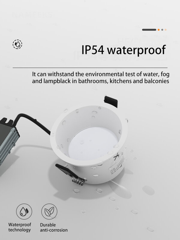 BRGT Led Downlight Waterproof IP54 Ceiling Lamp Recessed Bathroom Spot Lights White Black Anti Glare 110V 220V 75mm Lighting
