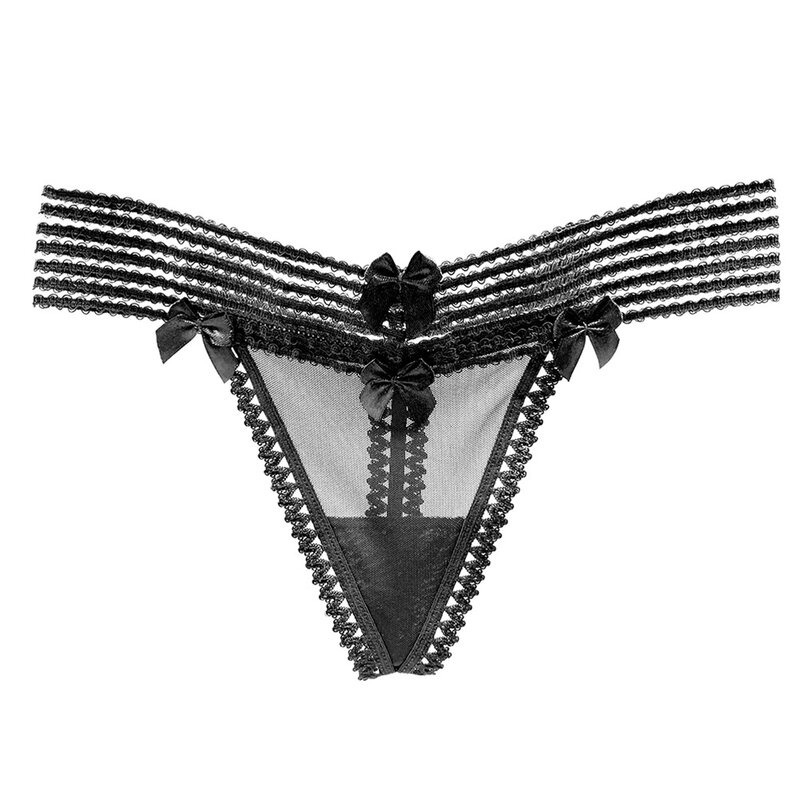Bonito arco G-String T-Back tangas para mulheres, senhoras Sexy Underwear, ver através de cuecas, lingerie macia, calcinha confortável, lingerie feminina