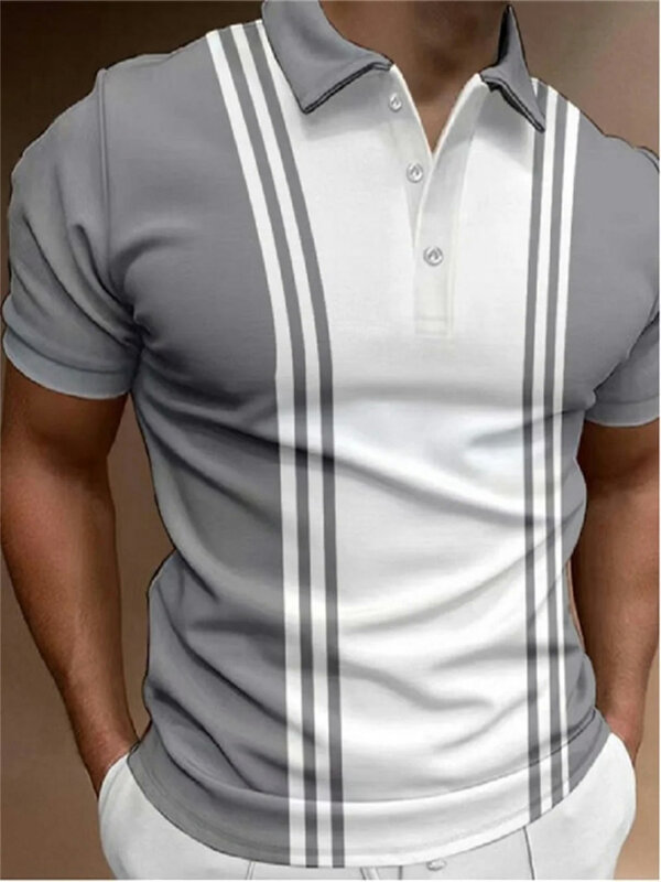 Camiseta de Golf con estampado a rayas para hombre, Polo de negocios elegante, ropa de oficina informal de lujo, camiseta de moda de verano