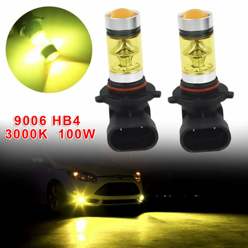 Super Bright Yellow LED Fog Driving Light Bulb Kit, Luzes diurnas, Acessórios de decoração do carro, 100W