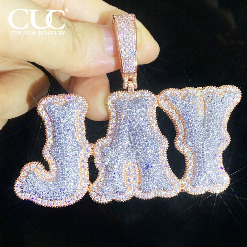 CUC NEW Custom Double Letter Name Pendant With Iced Out Zirconia Gold Silver Color Necklace Men Women Hip Hop Jewelry
